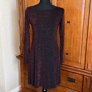 Black With Red Glitter Long Sleeve Dress By Jump Apparel